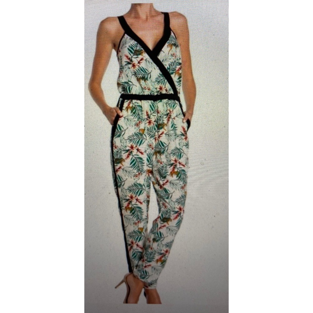 DR2 by Daniel Rainn strappy print blouson Jumpsuit